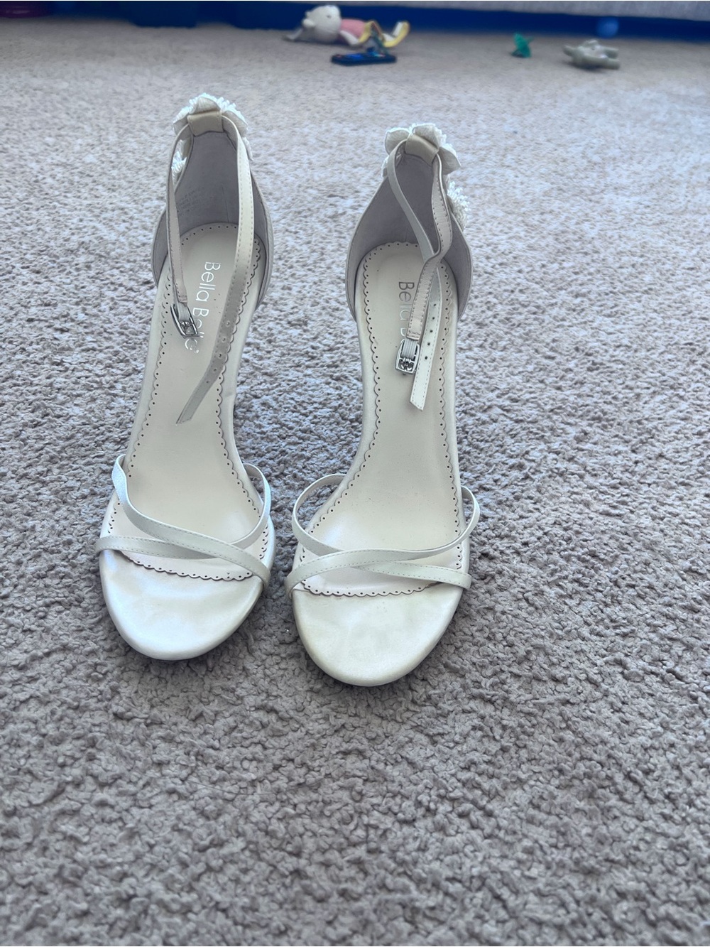 Embellished Cream Floral High Heel Sandals - Picture 6 of 6